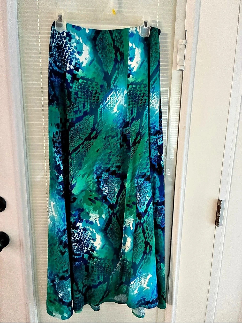 CATO Women's Maxi Skirt in Green & Blue Snake Print